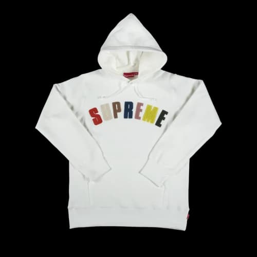Supreme Chenille Arc Logo Hooded Sweatshirt 'White'