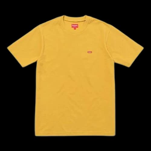 Supreme SS18 Small Box Pique Tee Dark Yellow Logo Tee