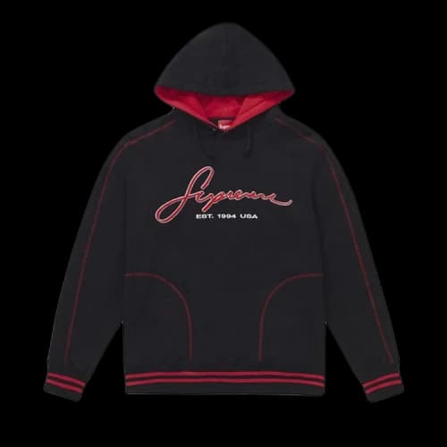 Supreme Contrast Embroidered Hooded Sweatshirt 'Black'