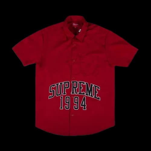 Supreme Arc Logo Short-Sleeve Work Shirt 'Red'