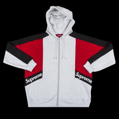 Supreme Color Blocked Zip Up Hooded Sweatshirt 'Ash Grey'