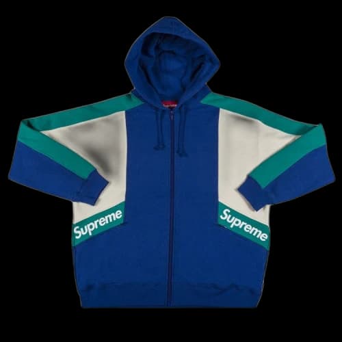 Supreme Color Blocked Zip Up Hooded Sweatshirt 'Royal'