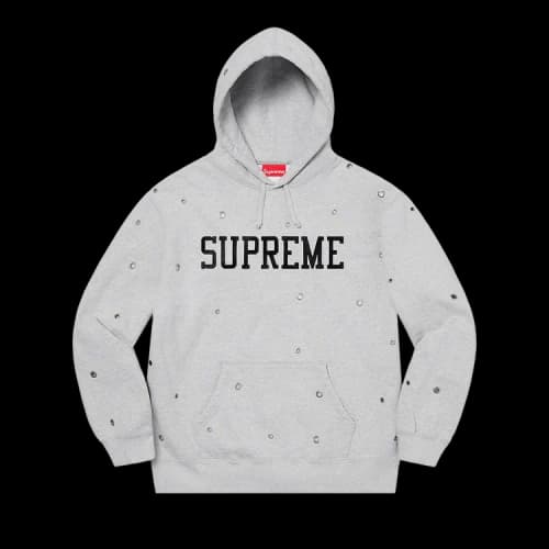 Supreme Eyelet Hooded Sweatshirt 'Heather Grey'