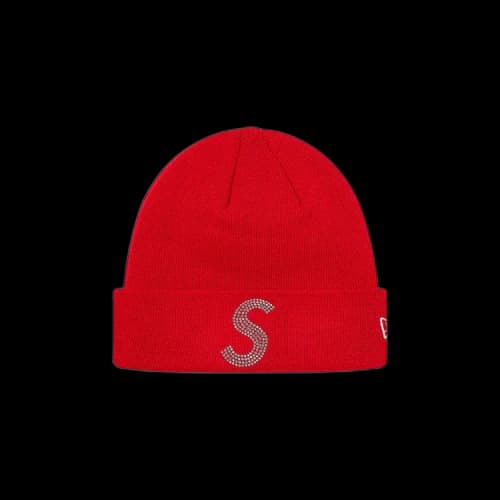 Supreme x New Era x Swarovski S Logo Beanie 'Red'
