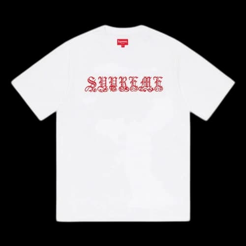 Supreme Old English Rhinestone Short-Sleeve Top 'White'