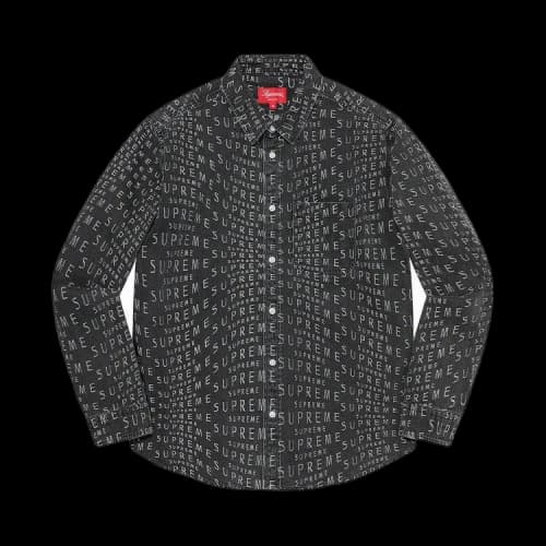 Supreme Wrap Jacquard Logos Denim Shirt 'Black'