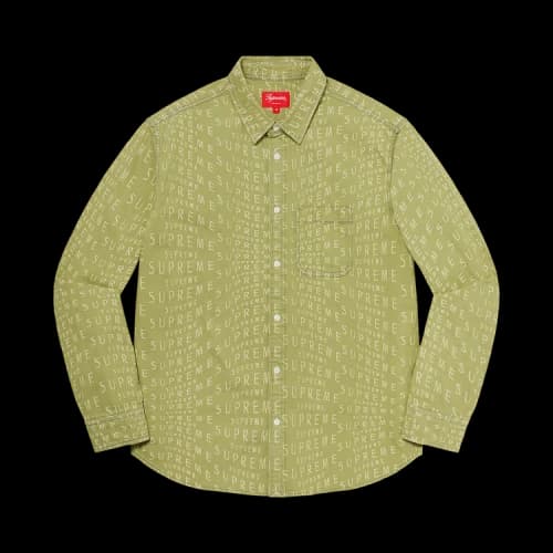Supreme Wrap Jacquard Logos Denim Shirt 'Sage'