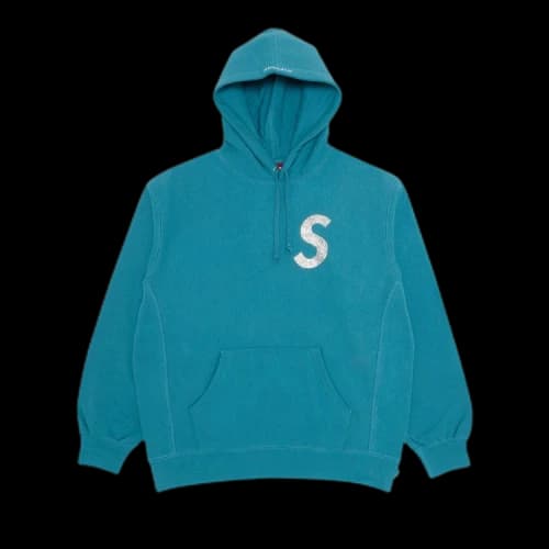 Supreme x Swarovski S Logo Hooded Sweatshirt 'Light Aqua'