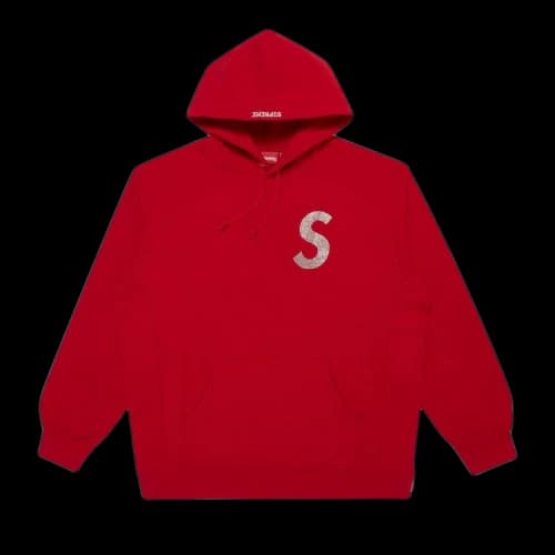 Supreme x Swarovski S Logo Hooded Sweatshirt 'Red'