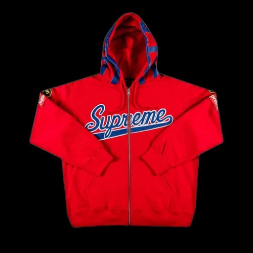 Supreme x Vanson Leathers Spider Web Zip Up Hooded Sweatshirt 'Red'