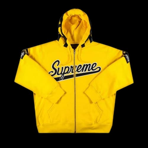 Supreme x Vanson Leathers Spider Web Zip Up Hooded Sweatshirt 'Yellow'