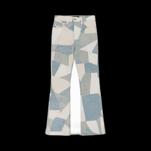 Amiri Patchwork Flare Jeans 'Alabaster'