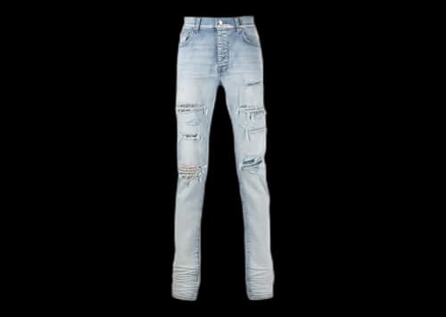 AMIRI Panelled Ripped Distressed Skinny Jeans Blue