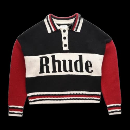 Rhude Knit Logo Rugby 'Black/Creme/Red'