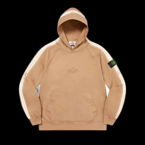 Supreme x Stone Island Stripe Hooded Sweatshirt 'Tan'