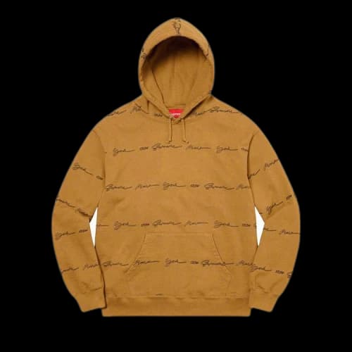 Supreme Script Stripe Hooded Sweatshirt 'Dark Mustard'