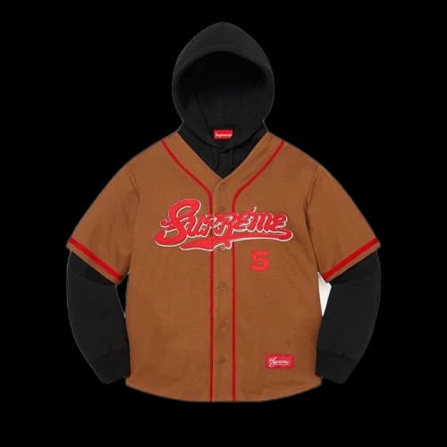 Supreme Baseball Jersey Hooded Sweatshirt 'Brown'
