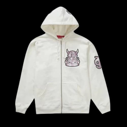Supreme Demon Zip Up Hooded Sweatshirt 'White'