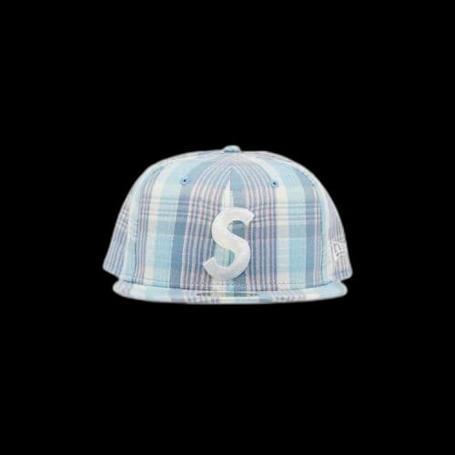 Supreme Metallic Plaid S Logo New Era 'Light Blue'
