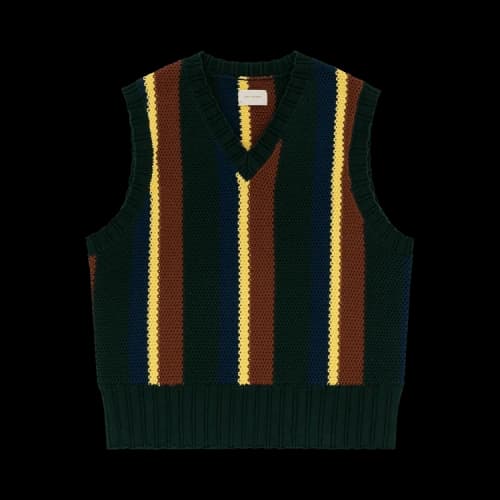Aimé Leon Dore Striped Sweater Vest 'Botanical Green'