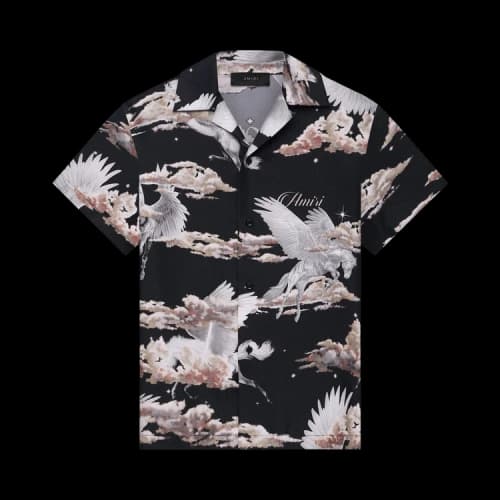 Amiri All Over Pegasus Bowling Shirt 'Black'