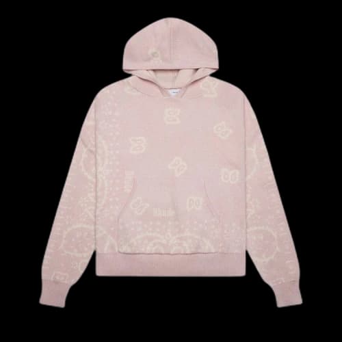 Rhude Knit Bandana Hoodie 'Pink/White'