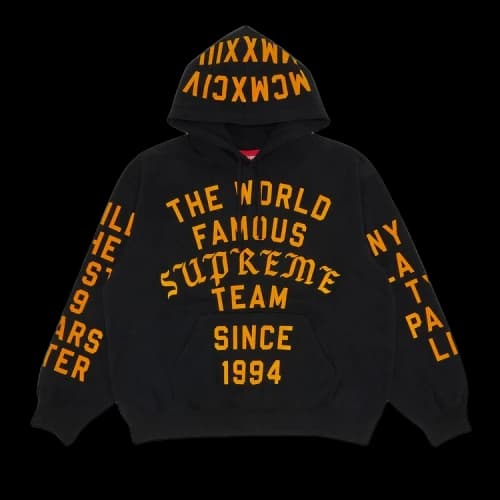 Supreme Team Flocked Hooded Sweatshirt 'Black'