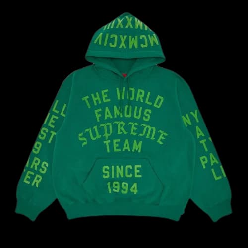 Supreme Team Flocked Hooded Sweatshirt 'Green'