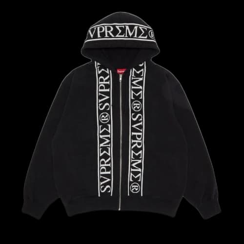 Supreme Roman Zip Up Hooded Sweatshirt 'Black'