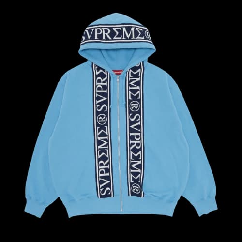 Supreme Roman Zip Up Hooded Sweatshirt 'Light Blue'