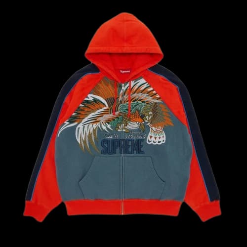 Supreme Falcon Raglan Zip Up Hooded Sweatshirt 'Slate'