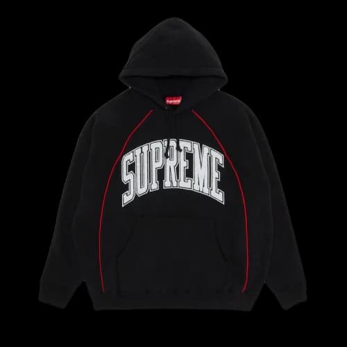 Supreme Boxy Piping Arc Hooded Sweatshirt 'Black'