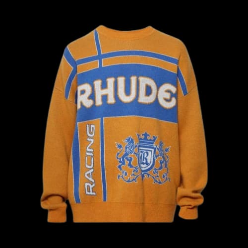 Rhude Palm Knit Crewneck 'Mustard/Blue'
