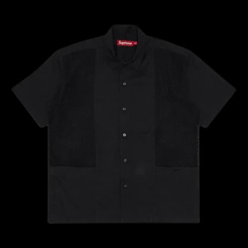 Supreme Mesh Panel Linen Short-Sleeve Shirt 'Black'