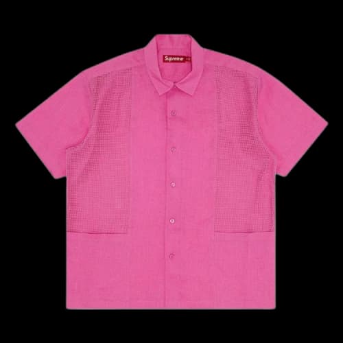 Supreme Mesh Panel Linen Short-Sleeve Shirt 'Pink'