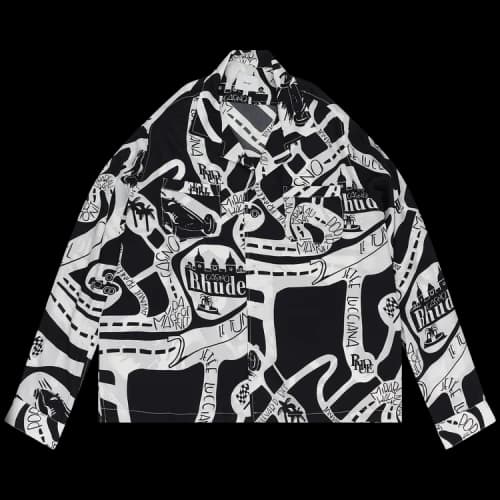 Rhude Strada Silk Long-Sleeve Button Down Shirt 'Black/White'