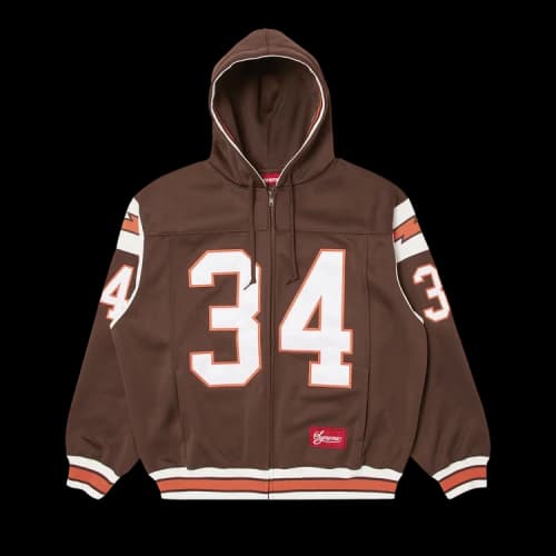 Supreme Football Zip Up Hooded Sweatshirt 'Brown'