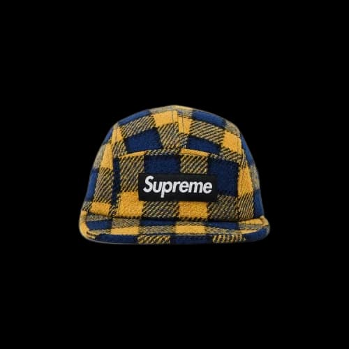 Supreme Harris Tweed Camp Cap 'Yellow Plaid'