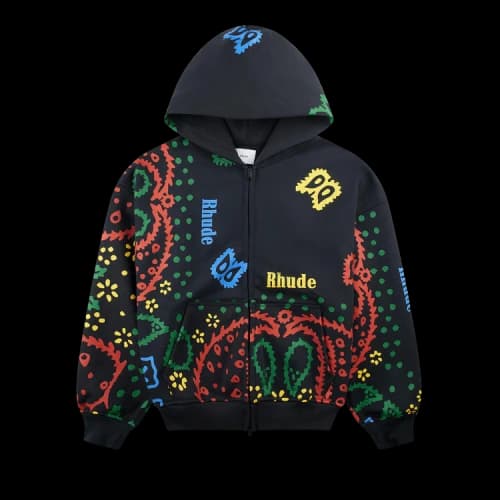 Rhude Bandana Print Full-Zip Hoodie 'Vintage Black'