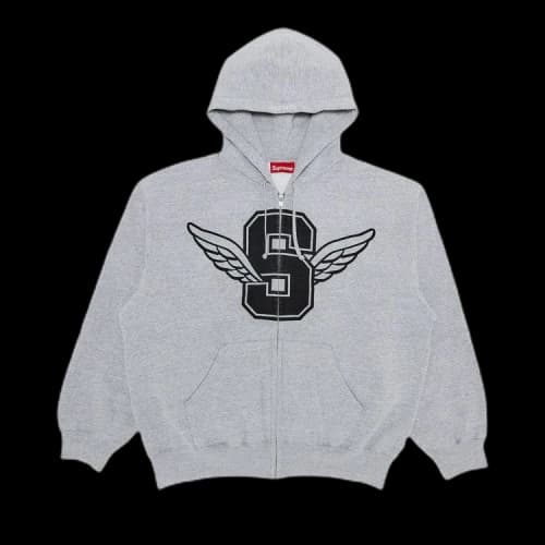 Supreme Wings Zip Up Hooded Sweatshirt 'Heather Grey'