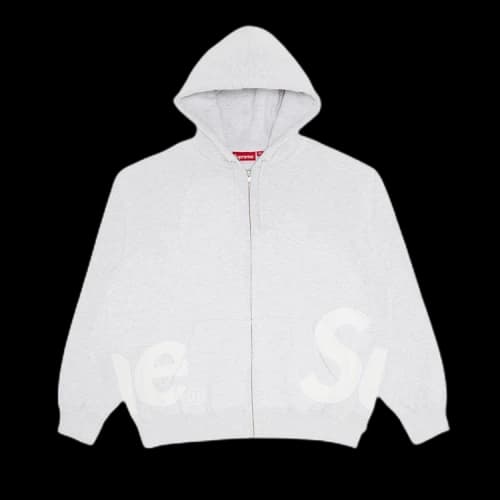 Supreme Big Logo Zip Up Hooded Sweatshirt 'Ash Grey'