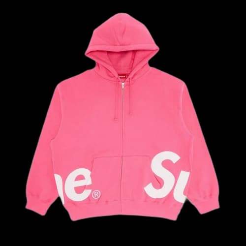 Supreme Big Logo Zip Up Hooded Sweatshirt 'Magenta'