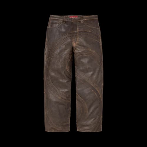 Supreme S Logo Leather Baggy 5-Pocket Jean 'Brown'