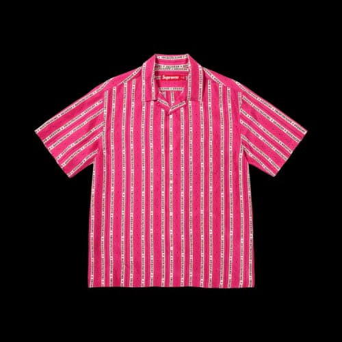 Supreme Old English Stripe Silk Short-Sleeve Shirt 'Magenta'