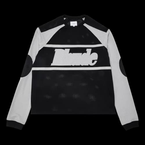 Rhude Mesh Moto Long-Sleeve Shirt 'Black/Grey'