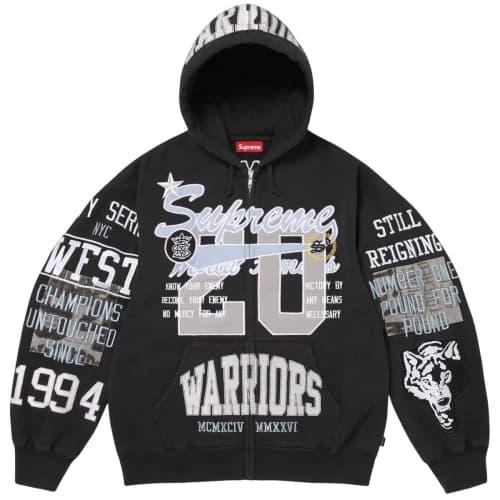 Supreme Warriors Appliqué Zip Up Hooded Sweatshirt 'Black'