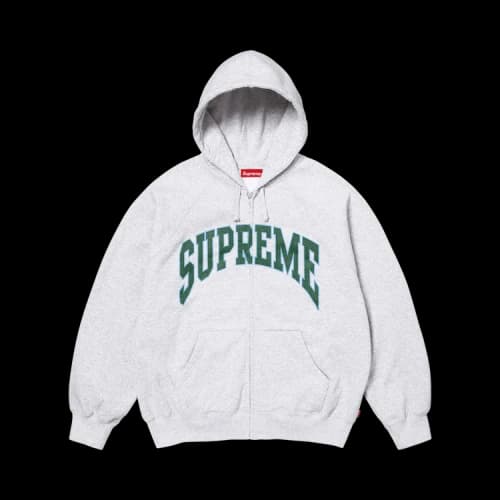 Supreme Cracked Raglan Zip Up Hooded Sweatshirt 'Ash Grey'