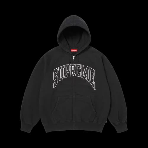 Supreme Cracked Raglan Zip Up Hooded Sweatshirt 'Black'