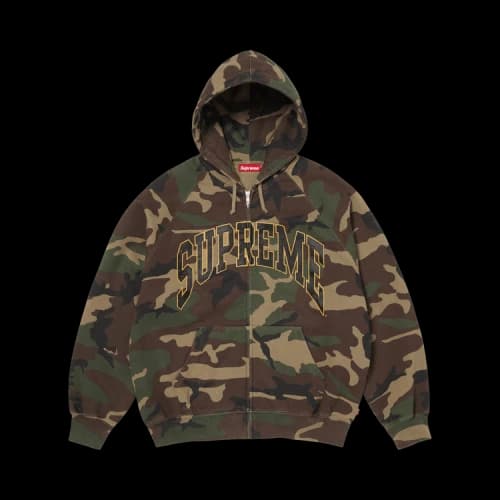 Supreme Cracked Raglan Zip Up Hooded Sweatshirt 'Woodland Camo'
