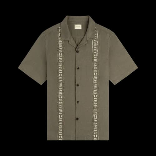 Aimé Leon Dore Linen Blend Leisure Shirt 'Vetiver'